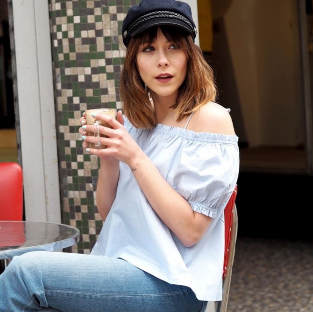 H&M BLUE CONSCIOUS COLLECTION CITY DIARIES TOP - Picture 3 of 8
